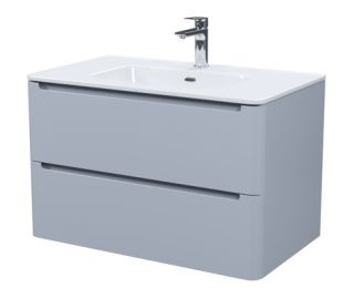 Подвесная тумба с раковиной IDDIS Edifice EDI80L0i95K 80см светло-серый